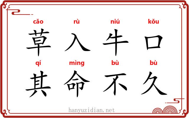 草入牛口，其命不久