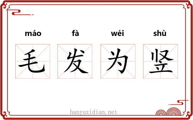 毛发为竖