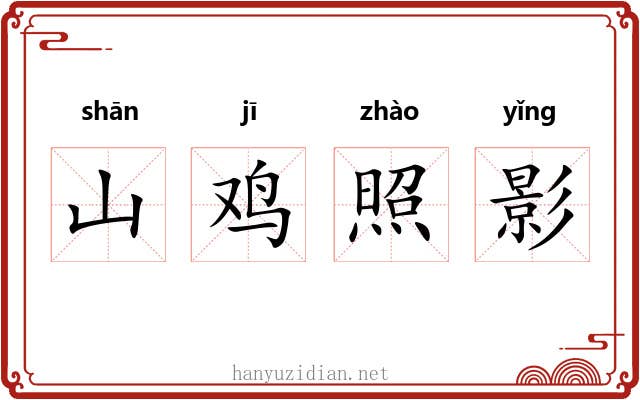 山鸡照影