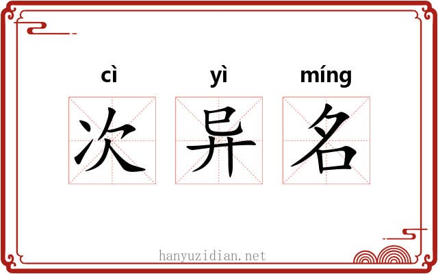 次异名