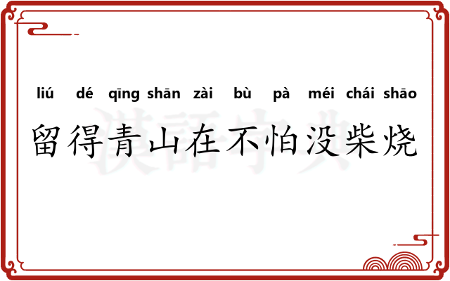 留得青山在不怕没柴烧