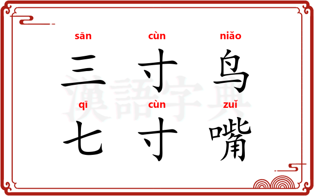 三寸鸟，七寸嘴